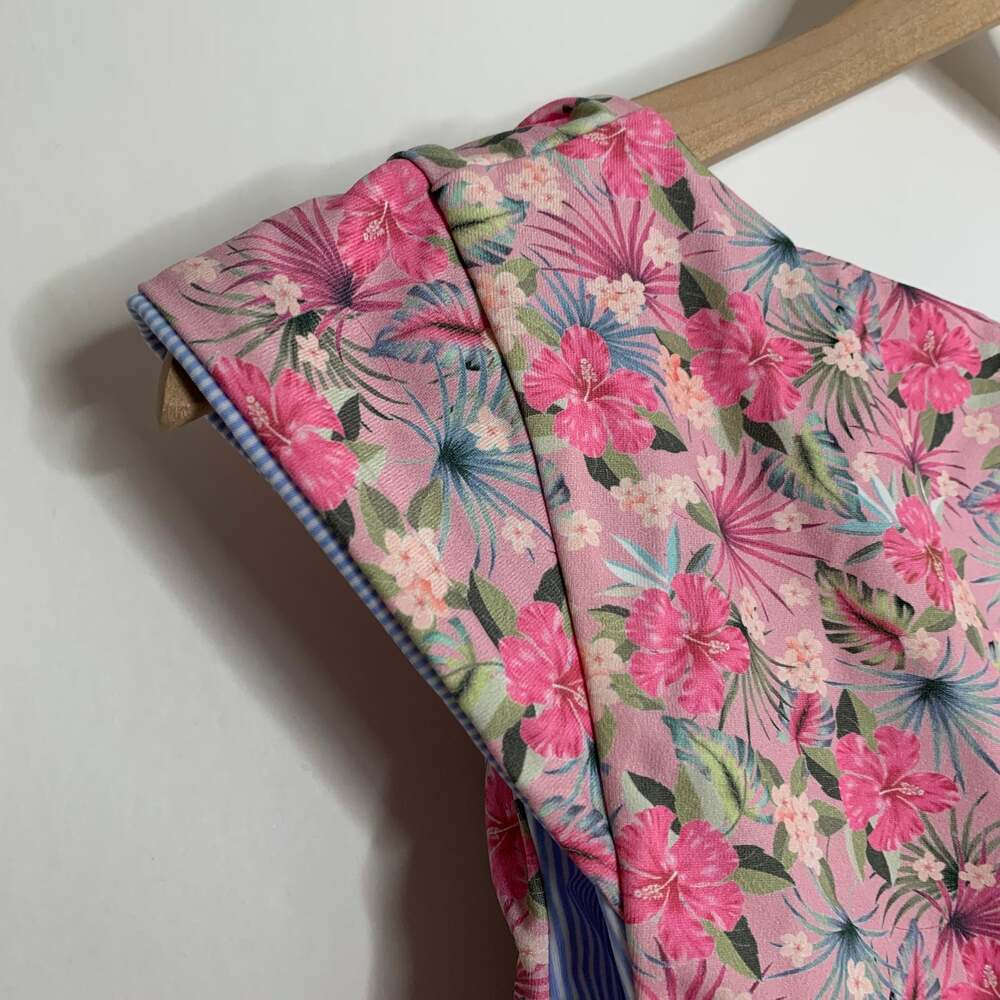 Beach Bunny Floral Tie-Front Reversible Swim Top Pink Floral Blue Stripe New XL - Picture 5 of 13